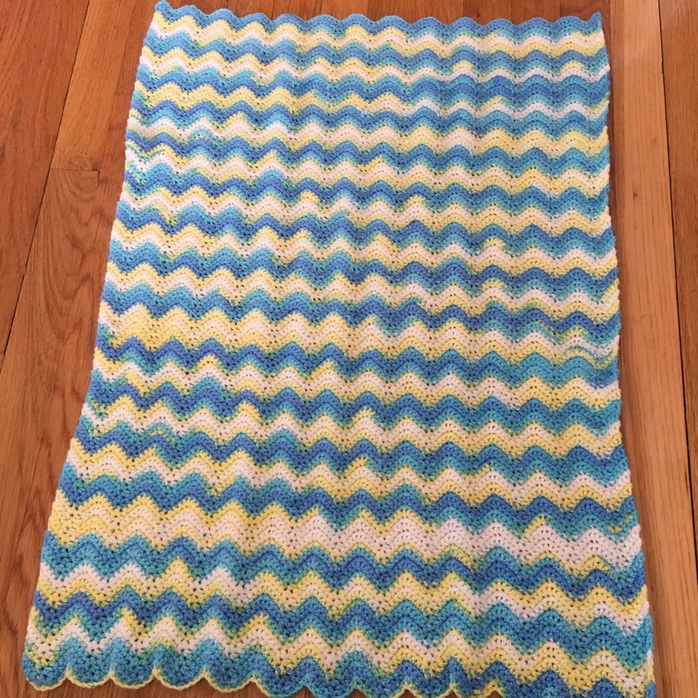 Blue, Yellow, White Baby Blanket - Picture 3 of 4